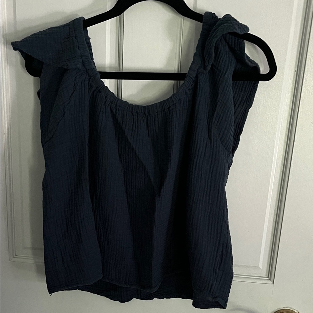 Cynthia Rowley Navy Textured Blouse